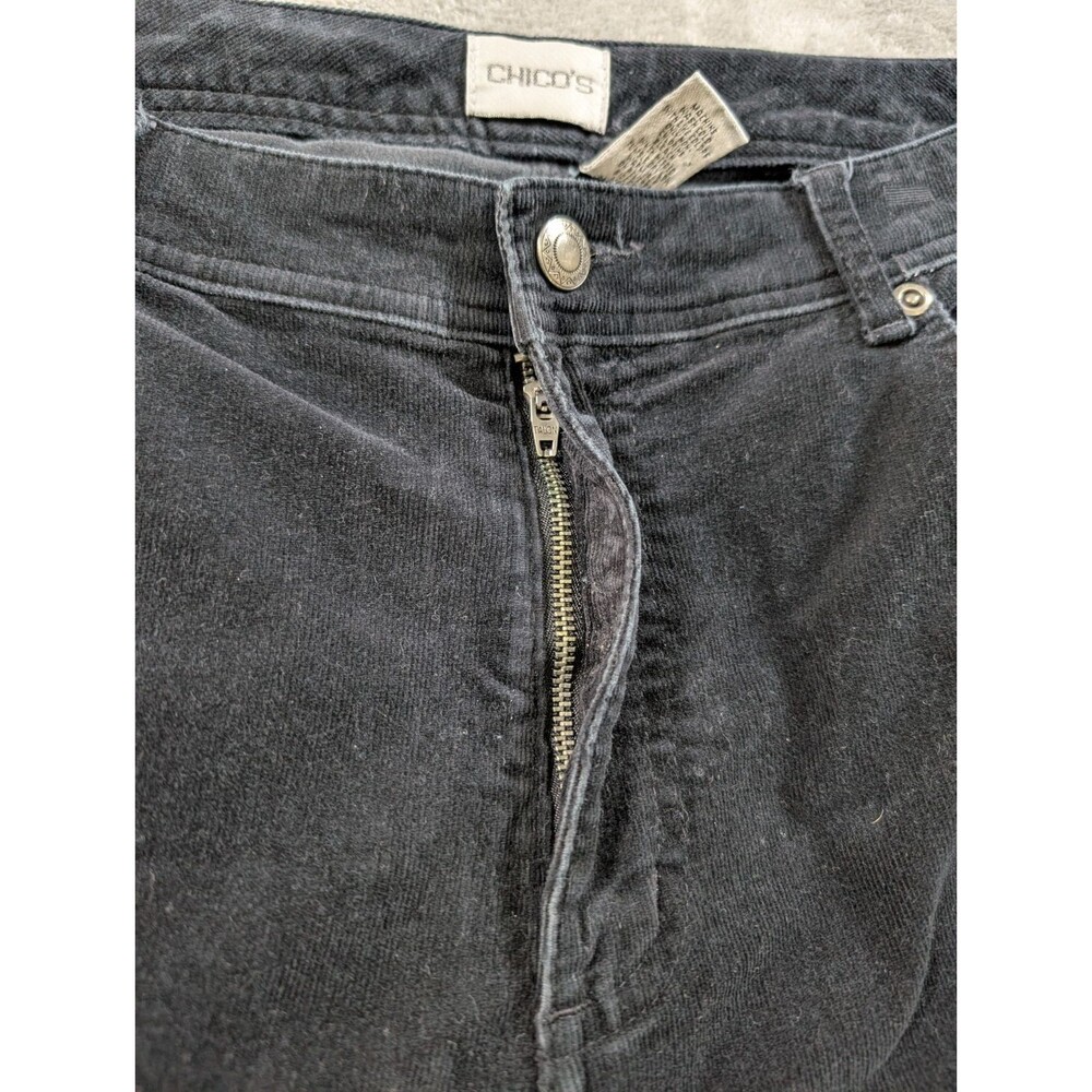 Vintage Chico's Corduroy Pants Womens 2 Reg Black Stretch Casual Minimalist - Picture 5 of 11